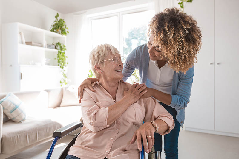Caregiver with an elderly woman.