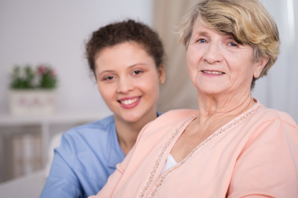 Senior woman with caregiver