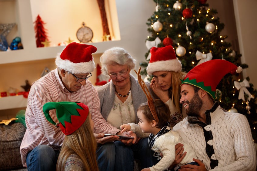 Family celebrating Christmas together