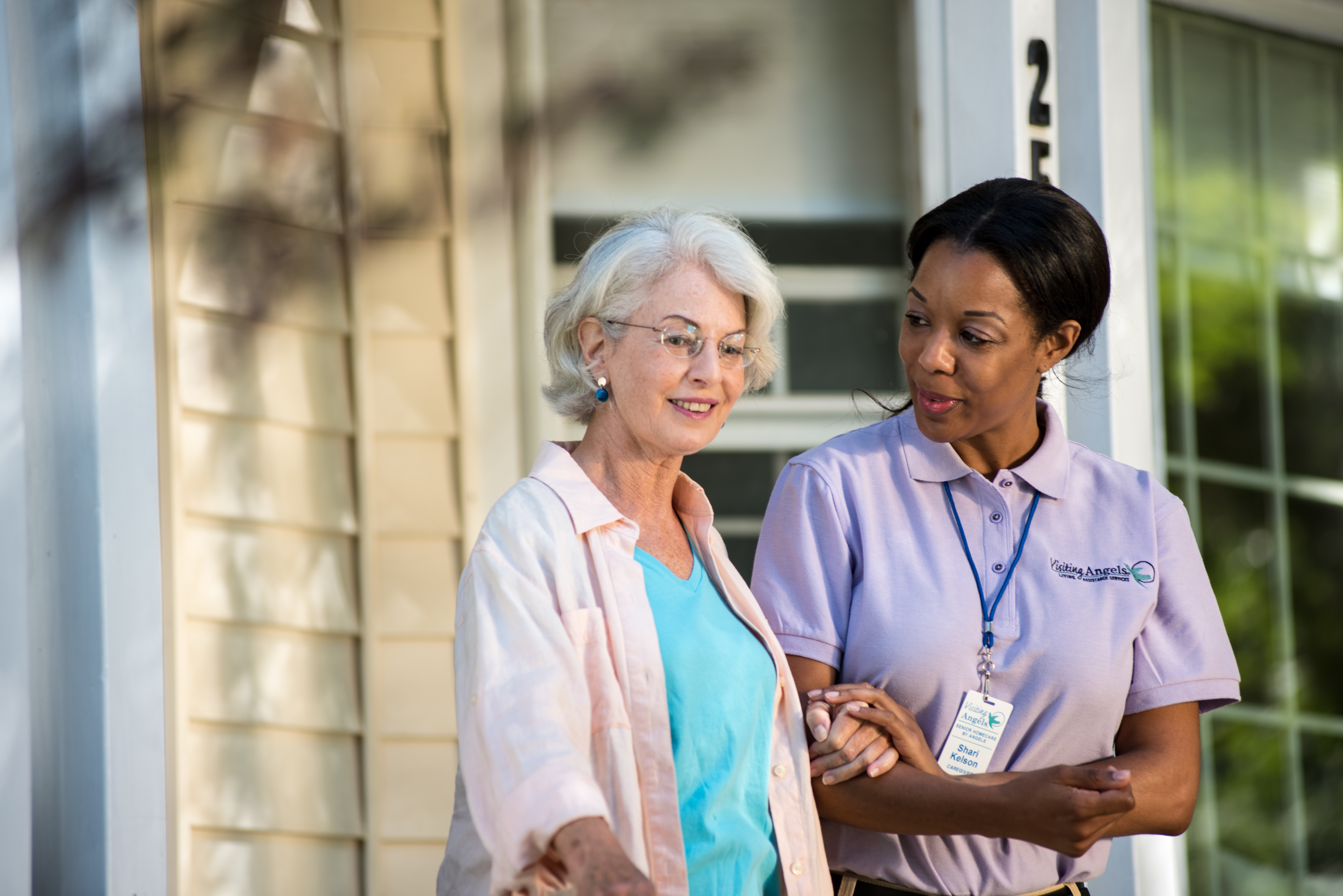 Visiting Angels caregiver with senior woman