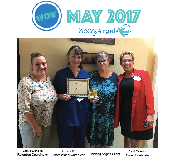 Visiting Angels Arizona presemts WOW award to caregiver Susan S.