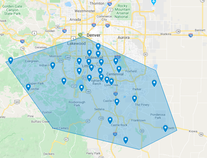 Littleton, CO Service Area Map