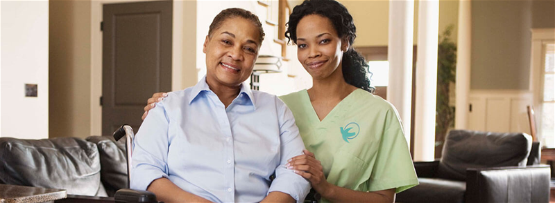 Visiting Angels Newton/Canton's home care aide offers compassionate professional in-home care for elderly woman in Needham/Dedham, MA.