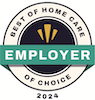 A badge for best of home care employer 2024.