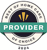 A badge for best of home care provider 2024.