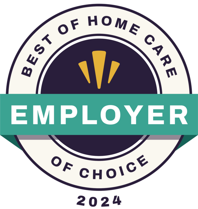 A badge for best of home care employer 2024.